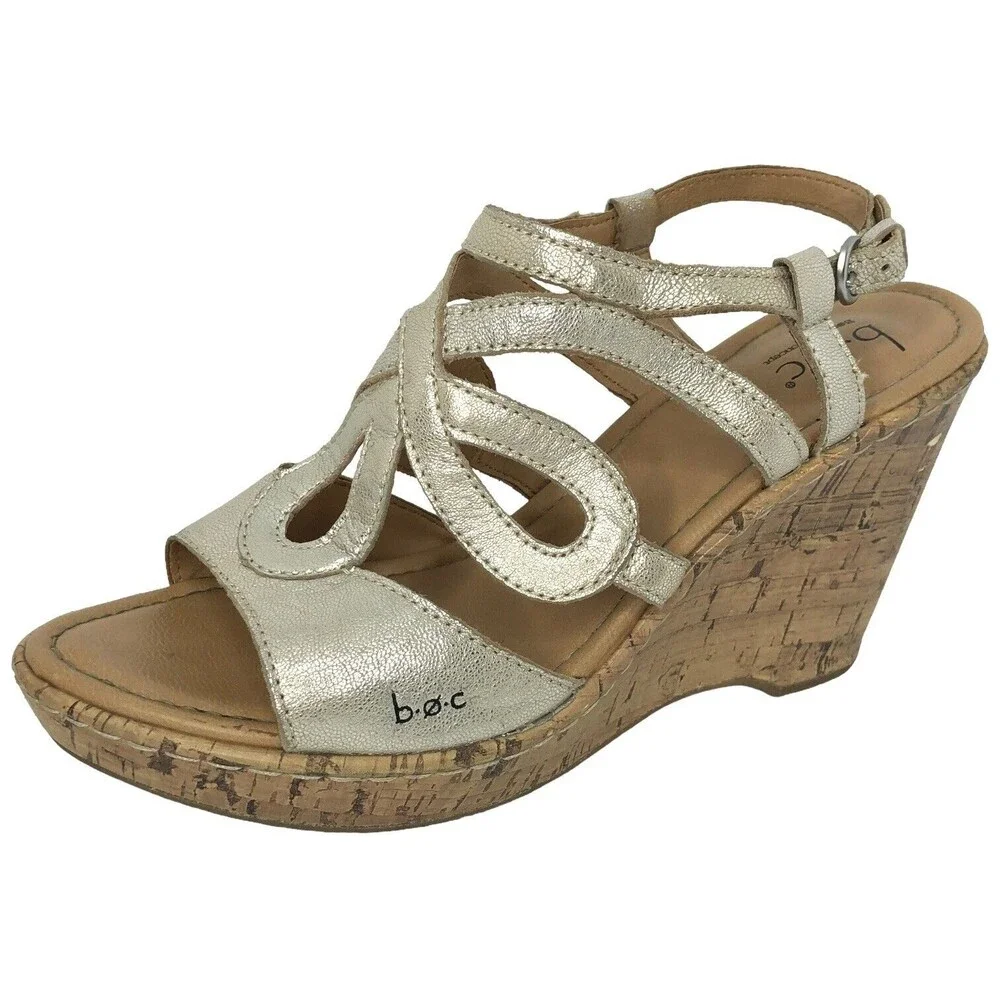 BORN Wynda Womens Sandals Leather Gold Size 9 M Ankle‎ Strap