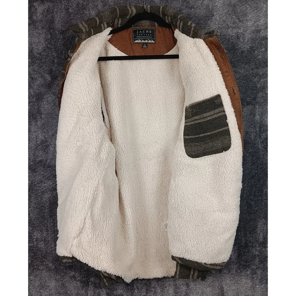 Jachs New York‎ Mens XL Sherpa Lined Flannel Shirt Jacket Coat Aztec