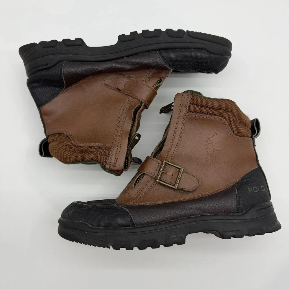 Vintage Polo Ralph Lauren‎ Farleigh Hi Zip Duck Boots Brown Mens 6