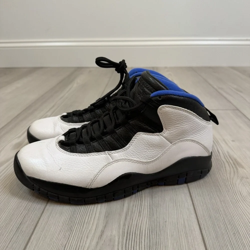 Air Jordan 10 / Mens 9.5 Retro 2018 Orlando Black White‎ Royal Lace Up 310805