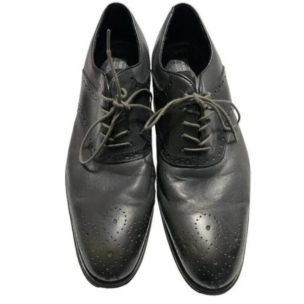 Ashton‎ Grey Men's Dress Shoes Lace Up Oxford Black Leather Size 11.5