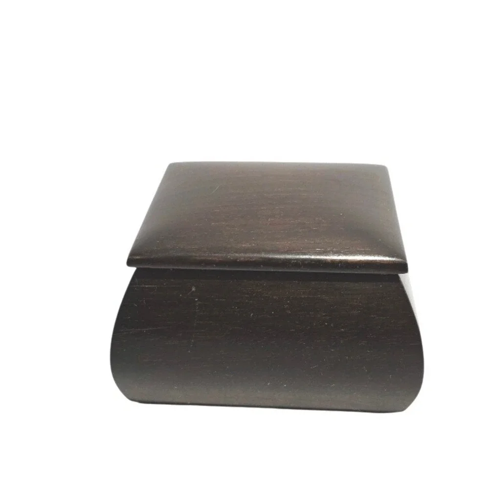 Vintage Ebonized‎ Walnut Wood Trinket Box Keepsake Jewelry Storage Signed
