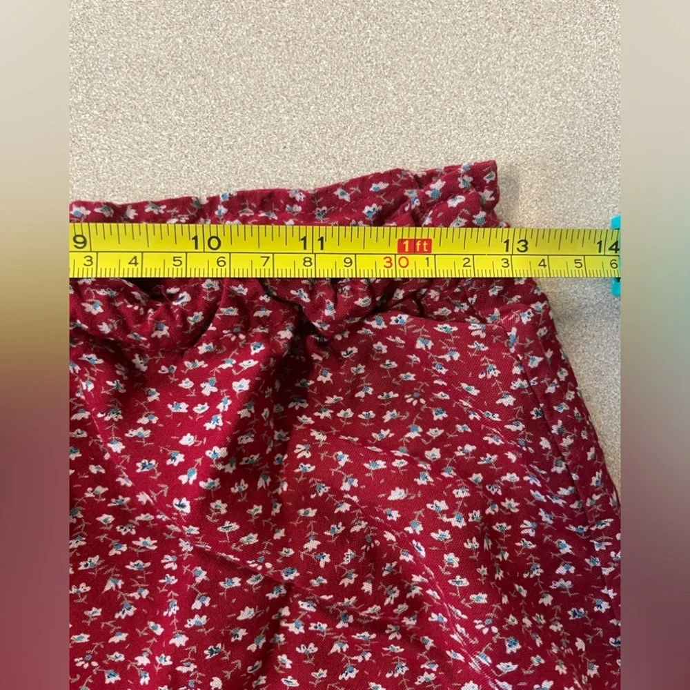 Brandy Melville Red Floral Ditsy Print Ruffle Tiered Mini Skirt Womens OS