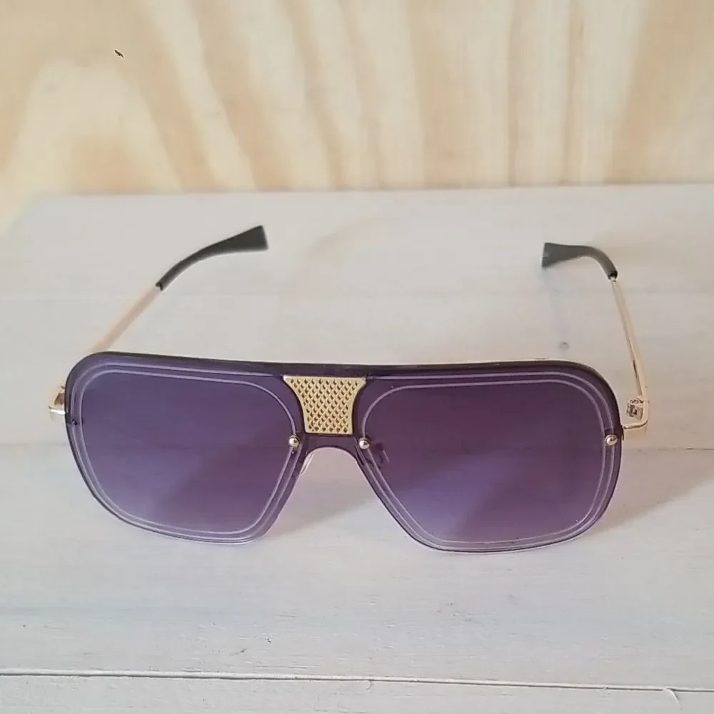 Hi Fashion Purple Sunglasses with Gold Accents Unisex