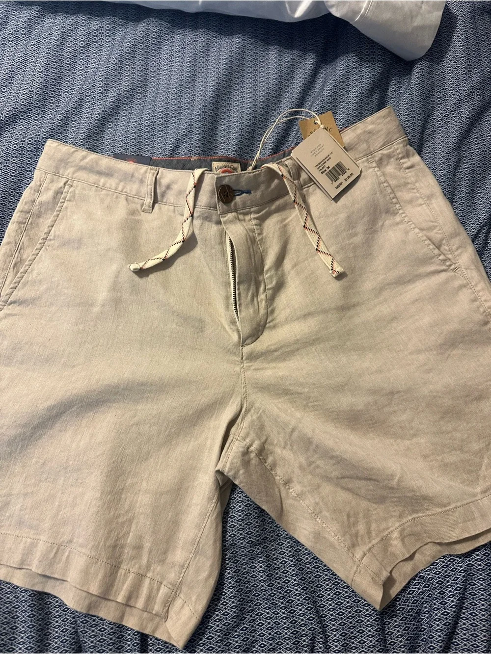 Faherty Light Beige Flat-Front Linen-Blend Shorts