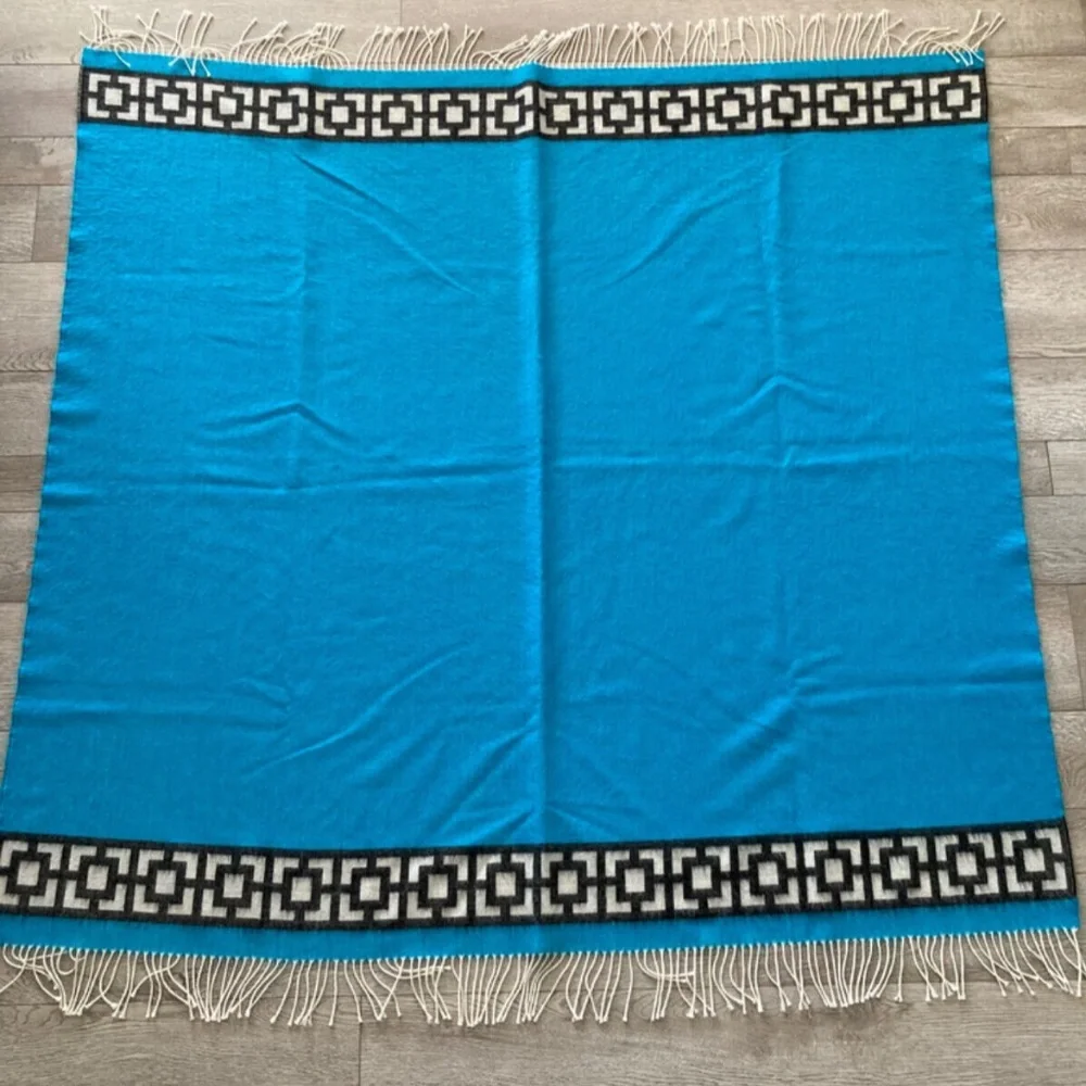 Jonathan Adler Throw 100% Alpaca Wool Blanket Nixon Fringe Turquoise 60