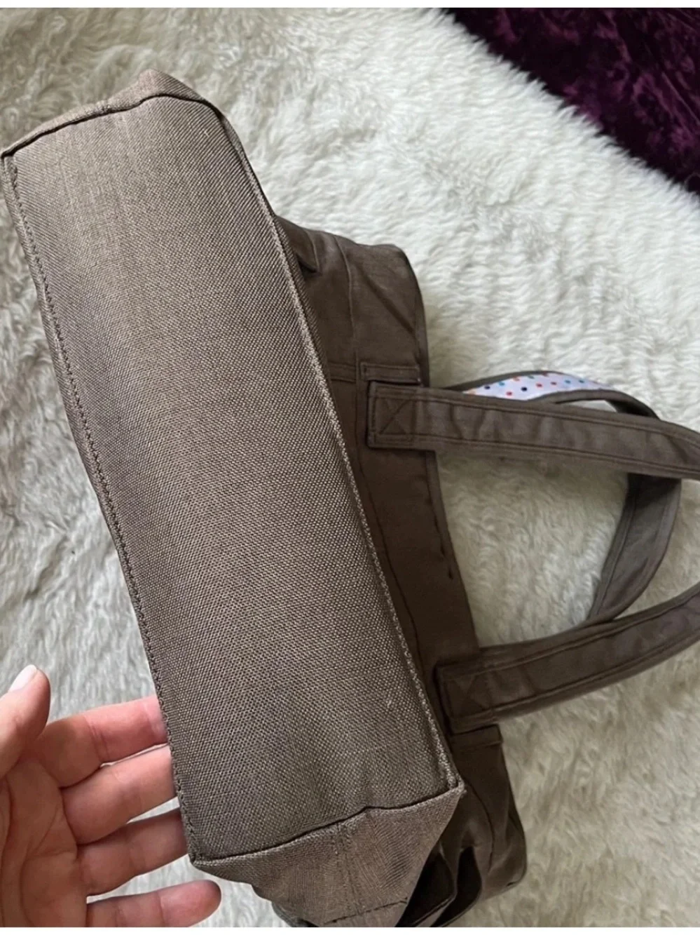 OGIO Taupe woven fabric Laptop Tote Bag with button detail