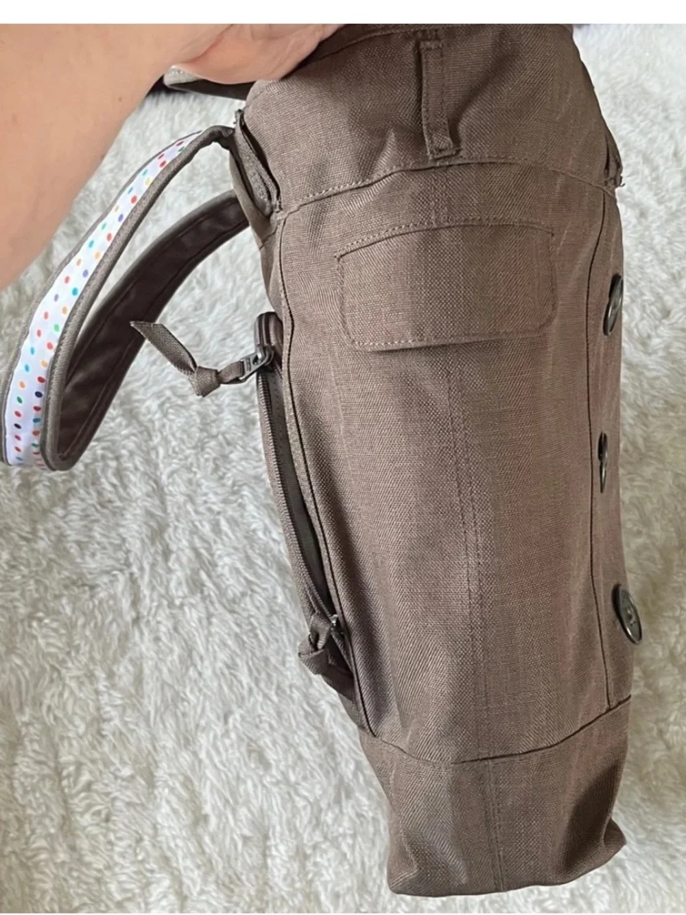 OGIO Taupe woven fabric Laptop Tote Bag with button detail