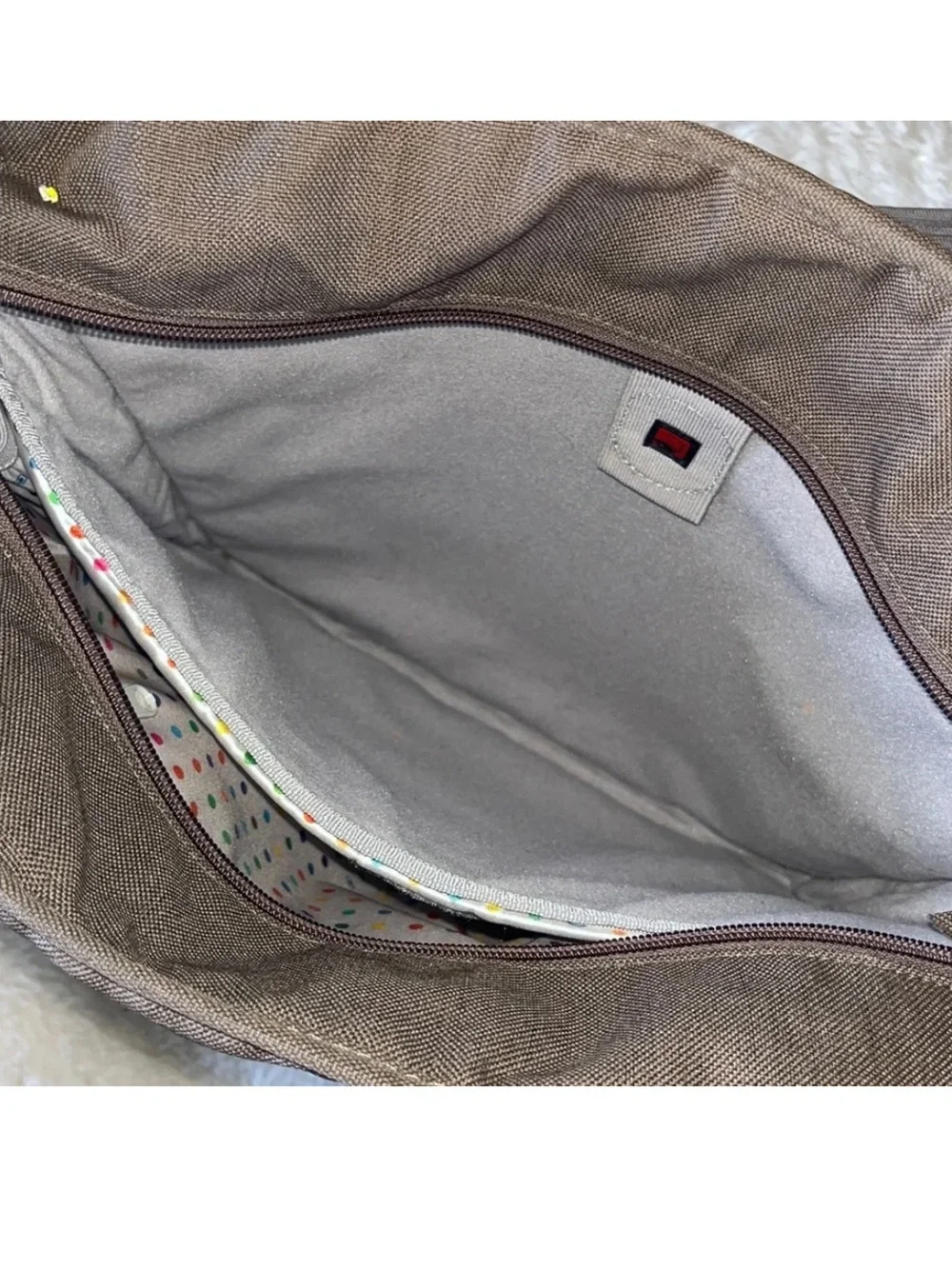 OGIO Taupe woven fabric Laptop Tote Bag with button detail