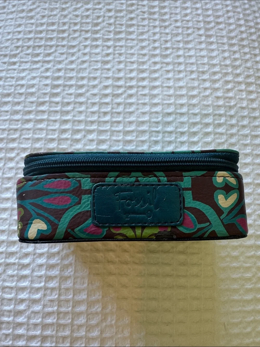 Fossil Travel Jewelry Case Butterfly Print Zip Organizer EUC