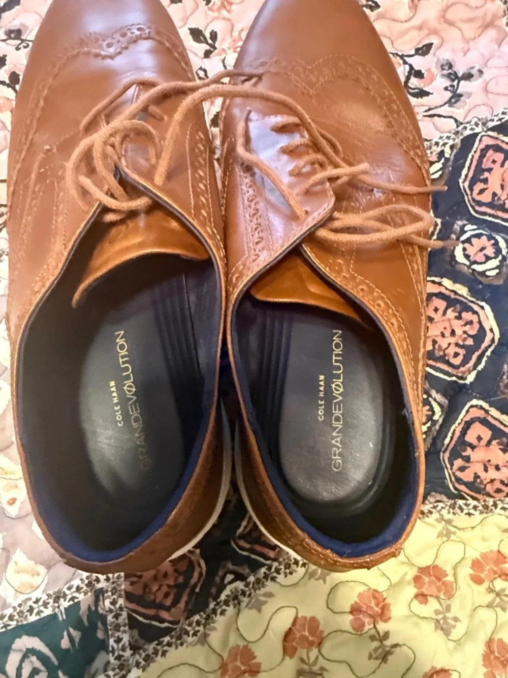 Cole Haan GrandEvolution Men's Brown Leather Wingtip Oxford Shoes - Size 10