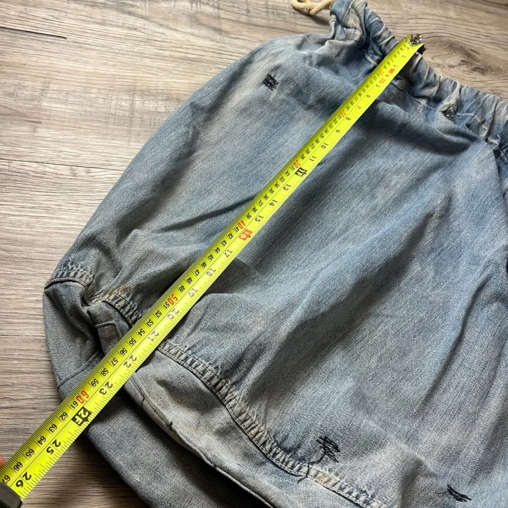 Vintage Denim Laundry Bag Military Surplus Light Blue Distressed ID Patch AE4