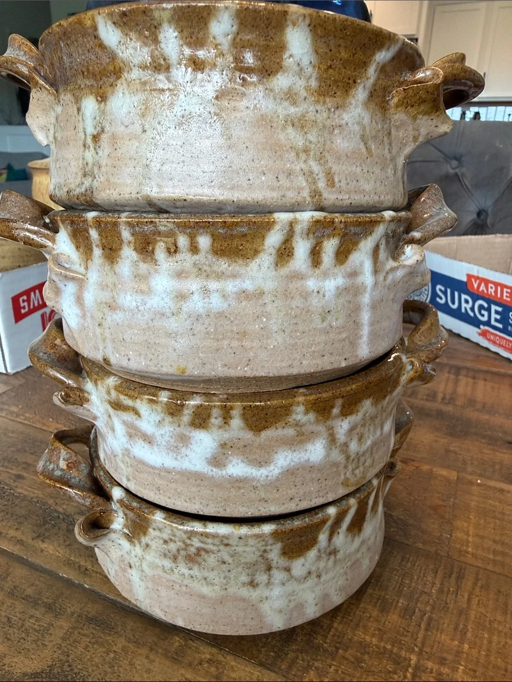 Linda Kirkwood Smith Studio Art Pottery Bowls signed Boho Art Handmade 4