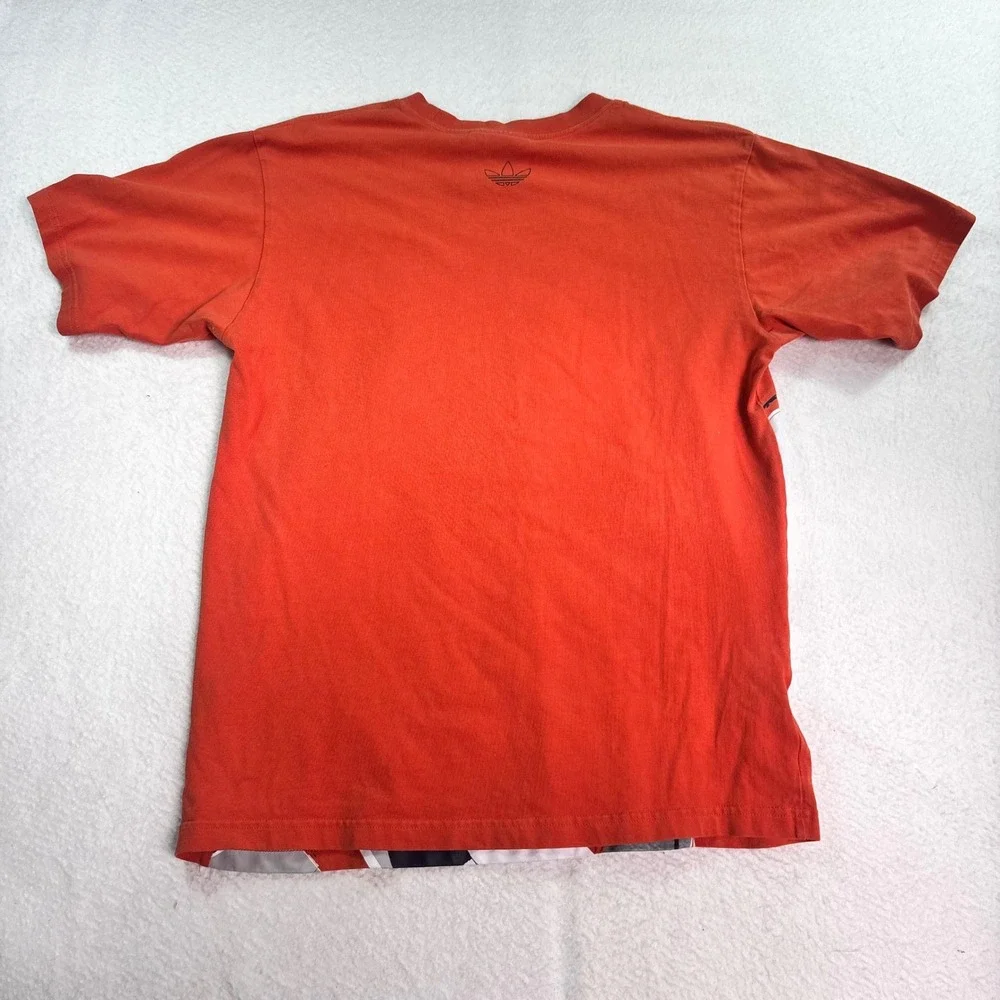 Adidas Originals Trefoil Graphic T Shirt Orange White Mens Medium Streetwear
