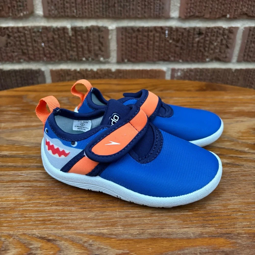 Speedo Kids Toddler Hybrid Water Shoes Royal Blue/Orange Shark Sz S