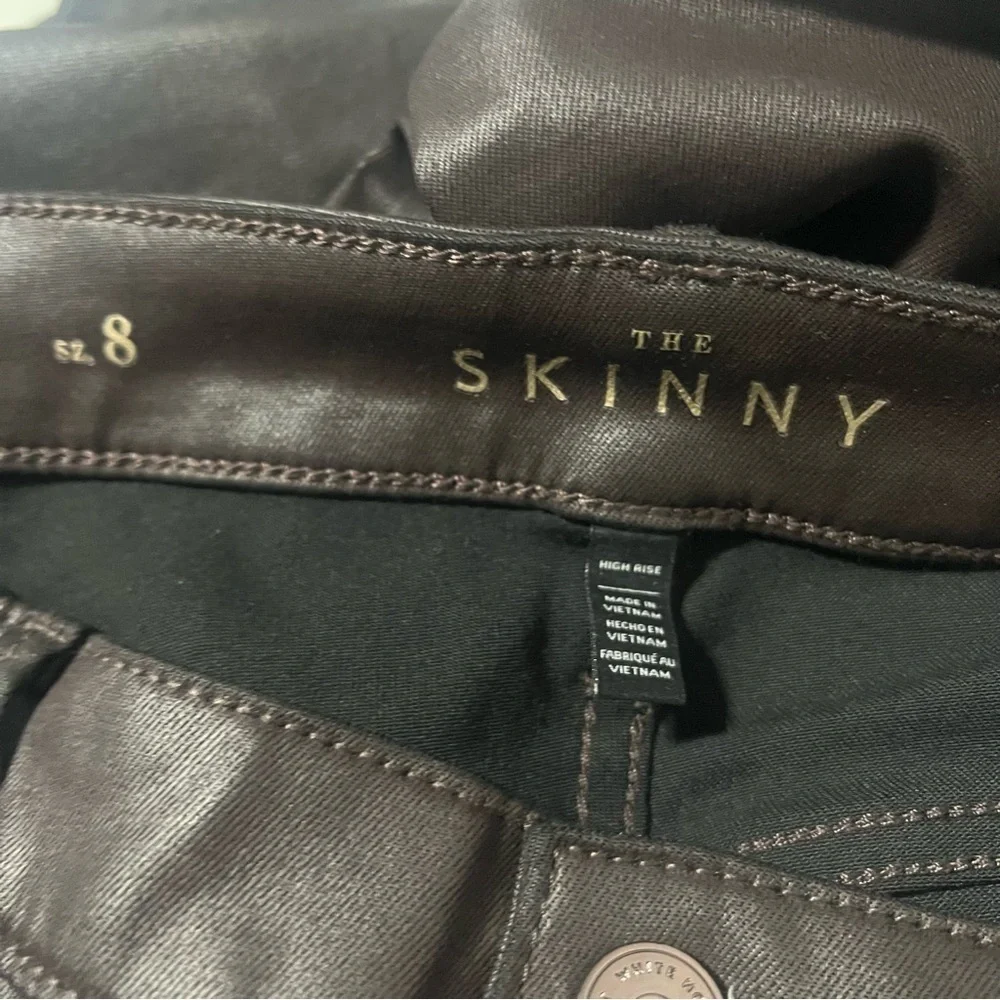 White House Black Market The Skinny High-Rise Coated Skinny Jean Sz 8 Chocolate