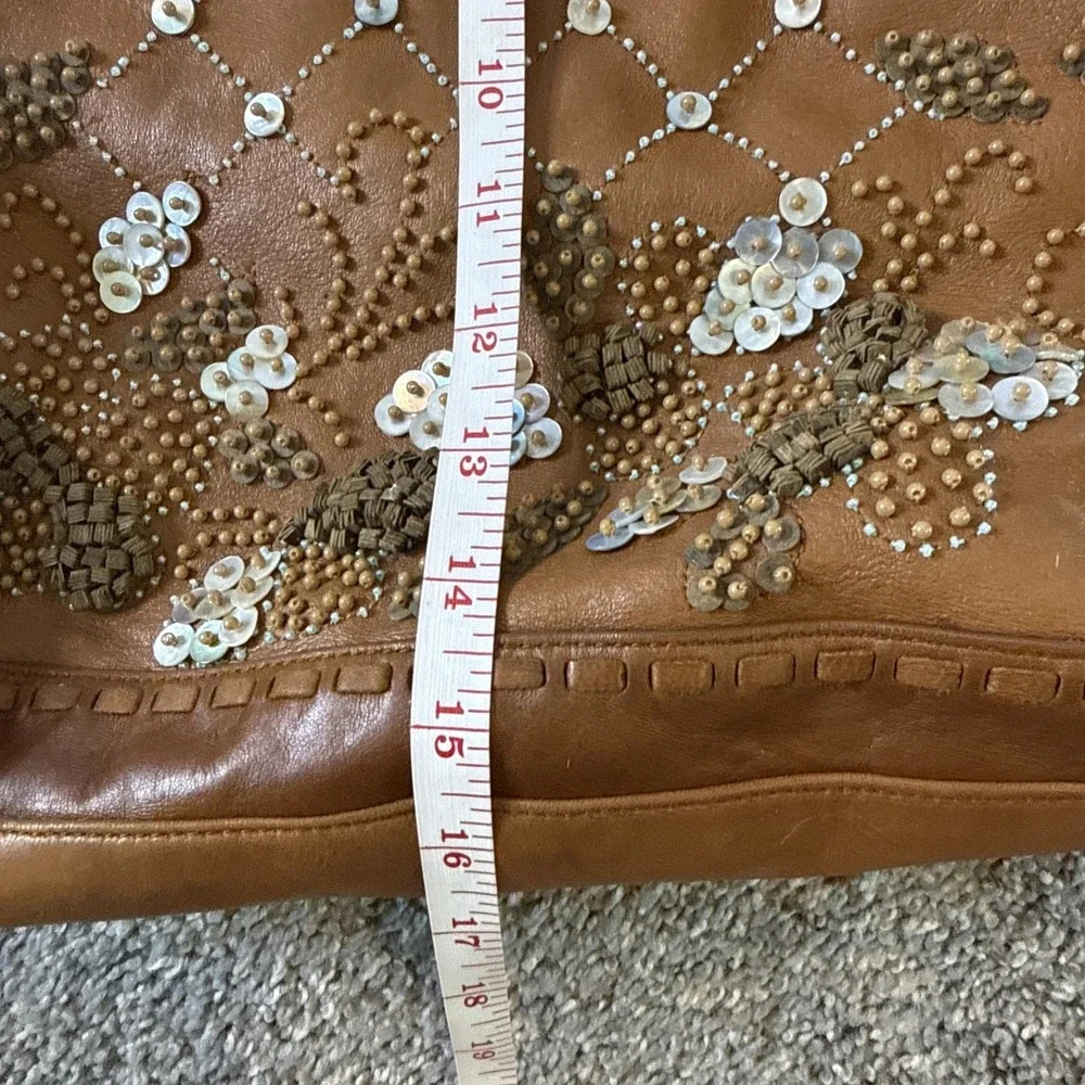 Vintage Isabella Fiore Carino Coco Puff Cognac Leather Hobo Purse $895
