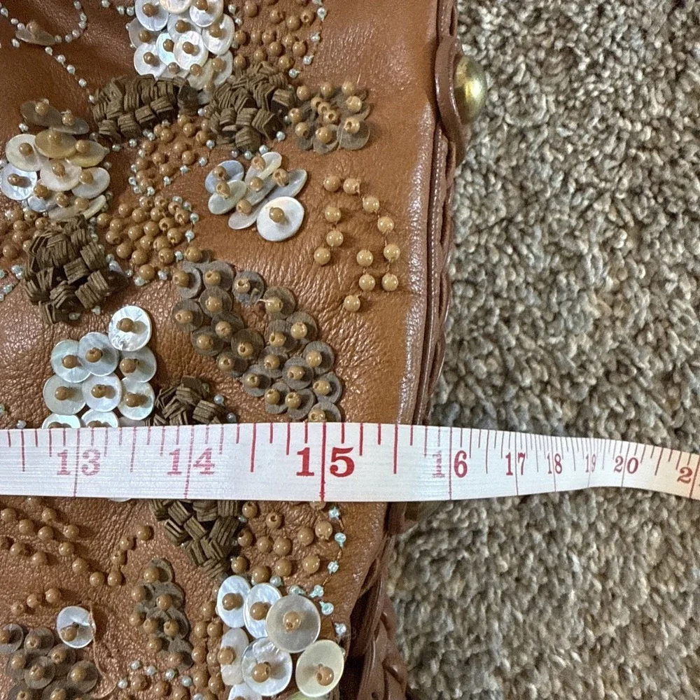 Vintage Isabella Fiore Carino Coco Puff Cognac Leather Hobo Purse $895