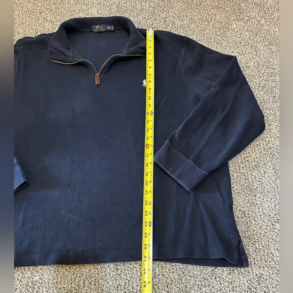 POLO RALPH LAUREN XXL Washed Navy Blue Mesh Knit 1/4 Quarter Zip R $138