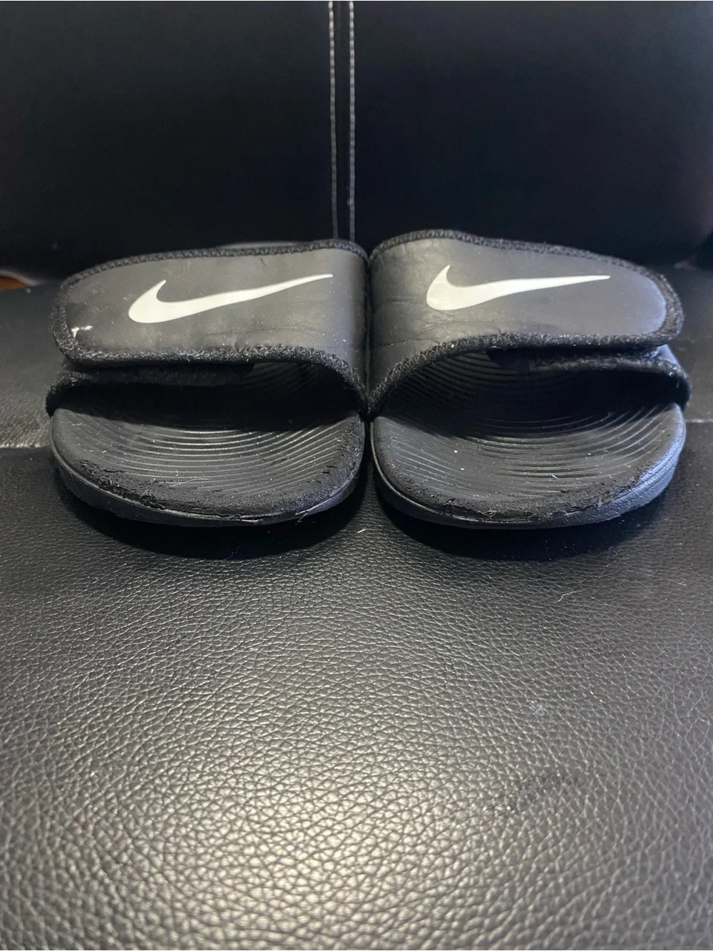 Kids Nike Black Slide Sandals with White Swoosh Size 3Y