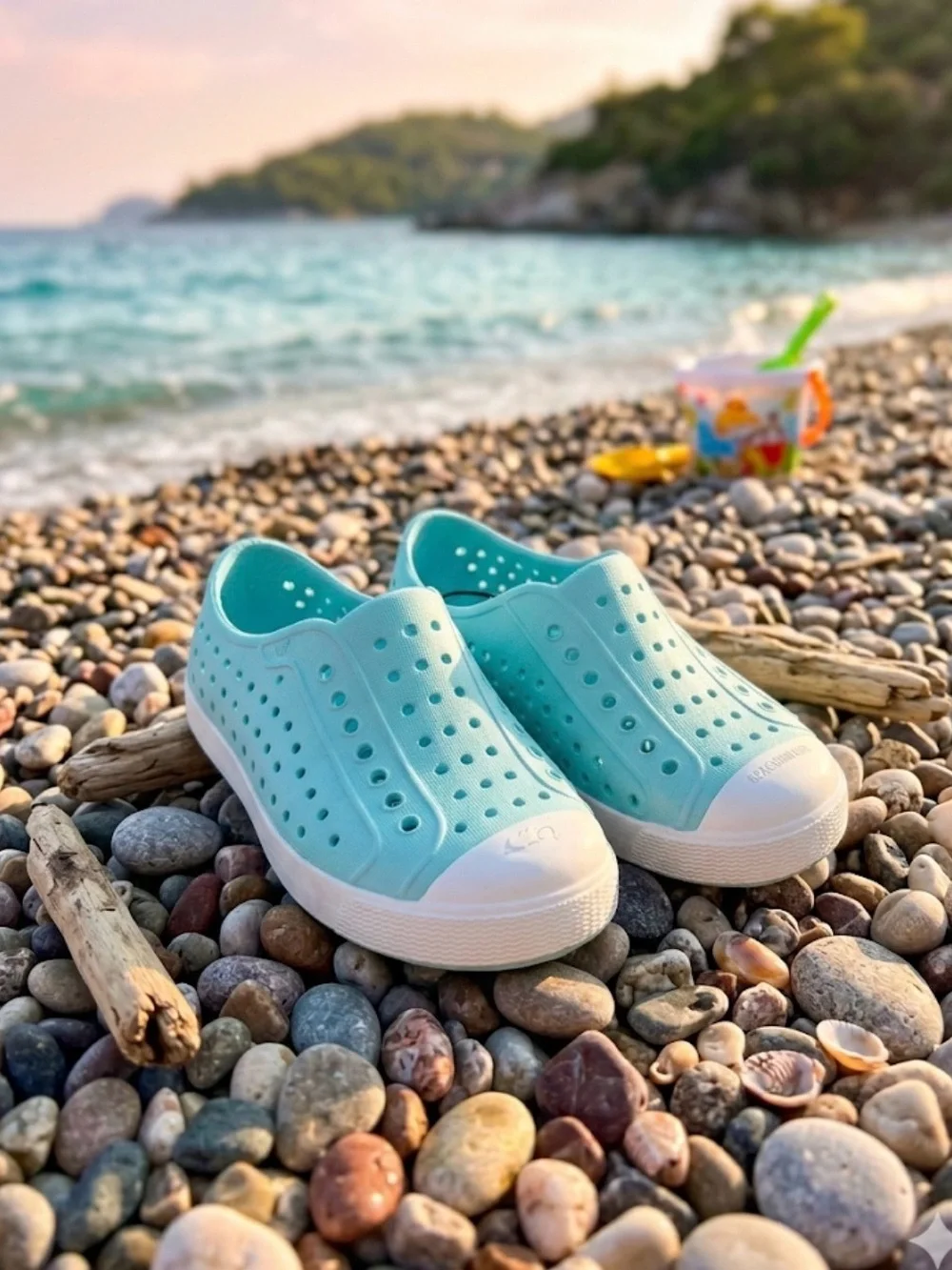 Kids Slip-On Water Shoes in Mint Green - Comfortable Beach Play
