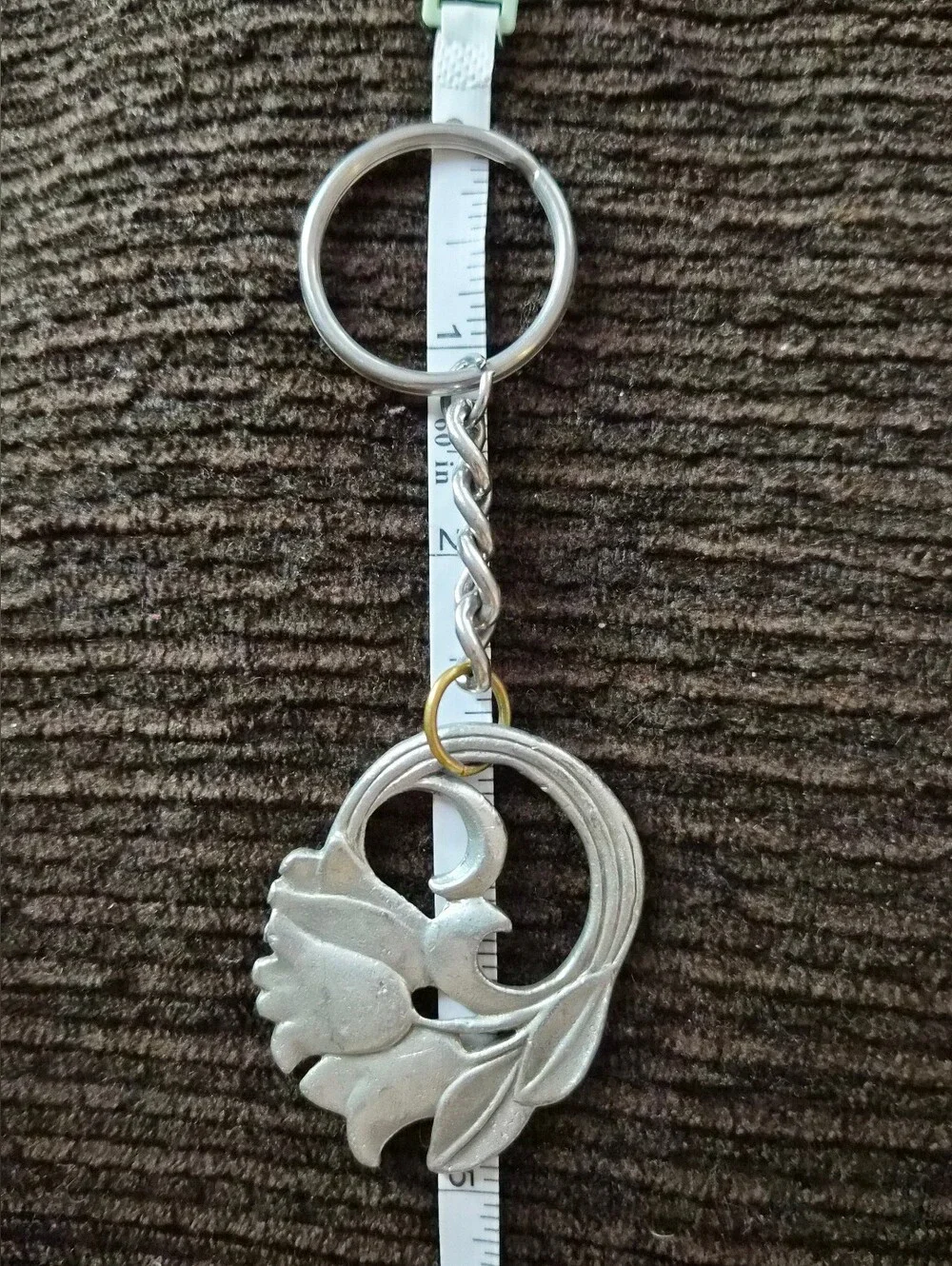 Vintage 1987 Seagull Pewter Canada Tulip Floral (converted) Key Chain/Bag Charm