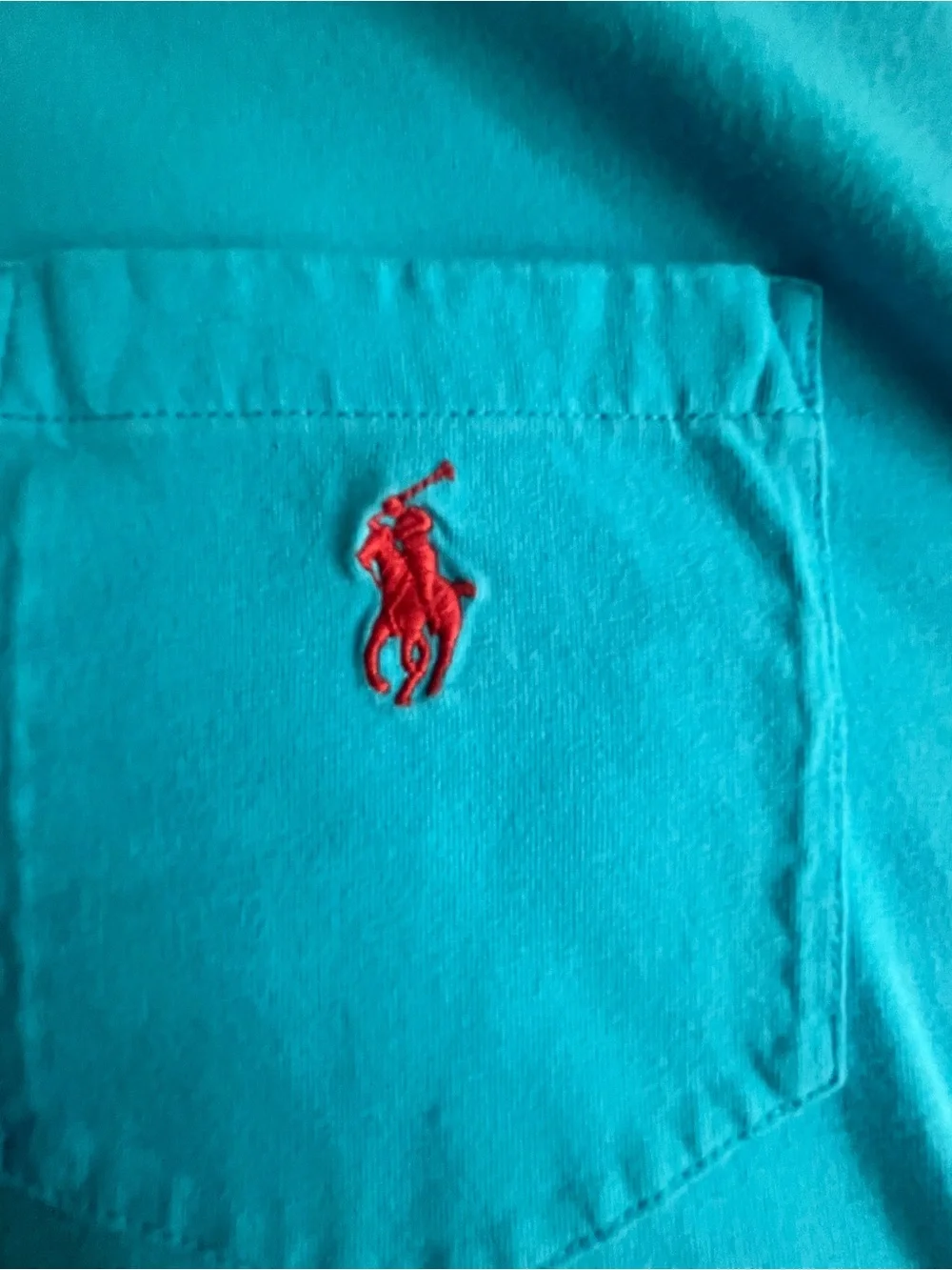 Polo by Ralph Lauren Turquoise Pocket Tee with Red Pony