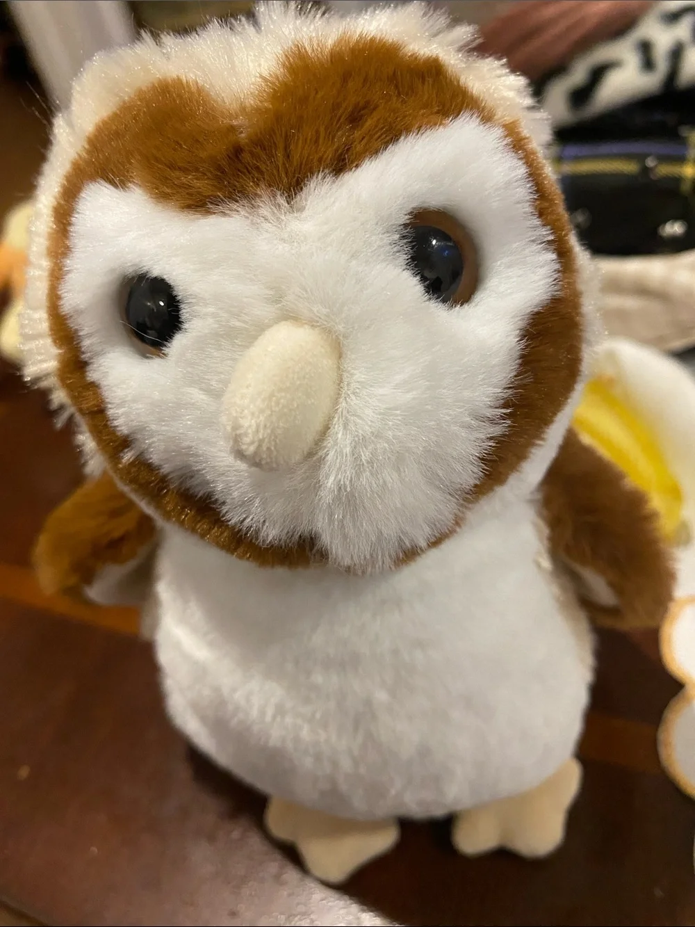 Plush Owl Small Pet Toy in White and Brown - Soft Comfort