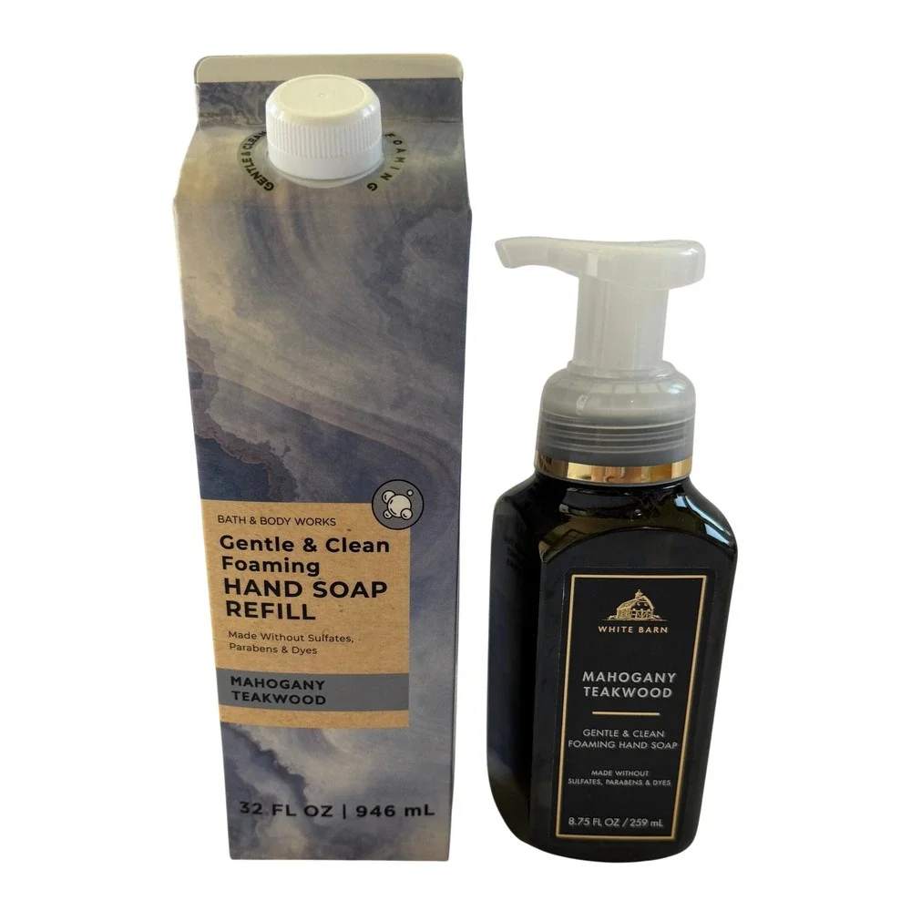 Bath & Body Works Mahogany Teakwood Foaming Hand Soap 8.75oz and 32oz Refill Set