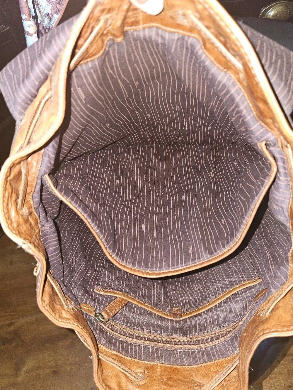 Fossil leather backpack