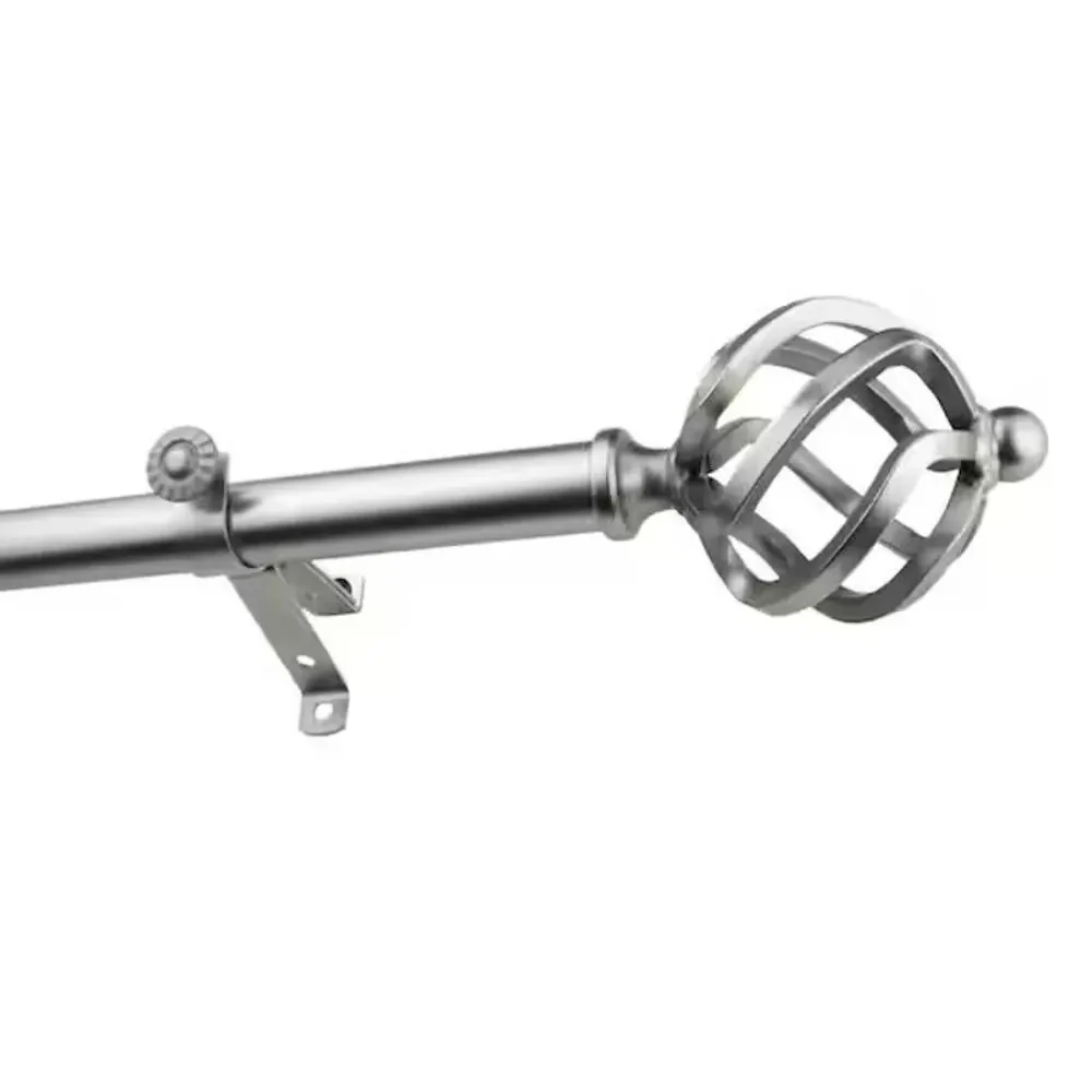 Rod Desyne Twist 13/16 in Adjustable Single Curtain Rod Satin Nickel 48 to 84 in