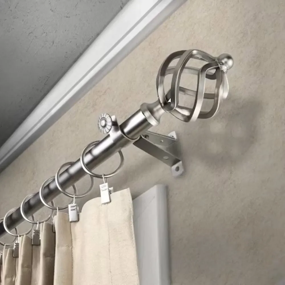 Rod Desyne Twist 13/16 in Adjustable Single Curtain Rod Satin Nickel 48 to 84 in