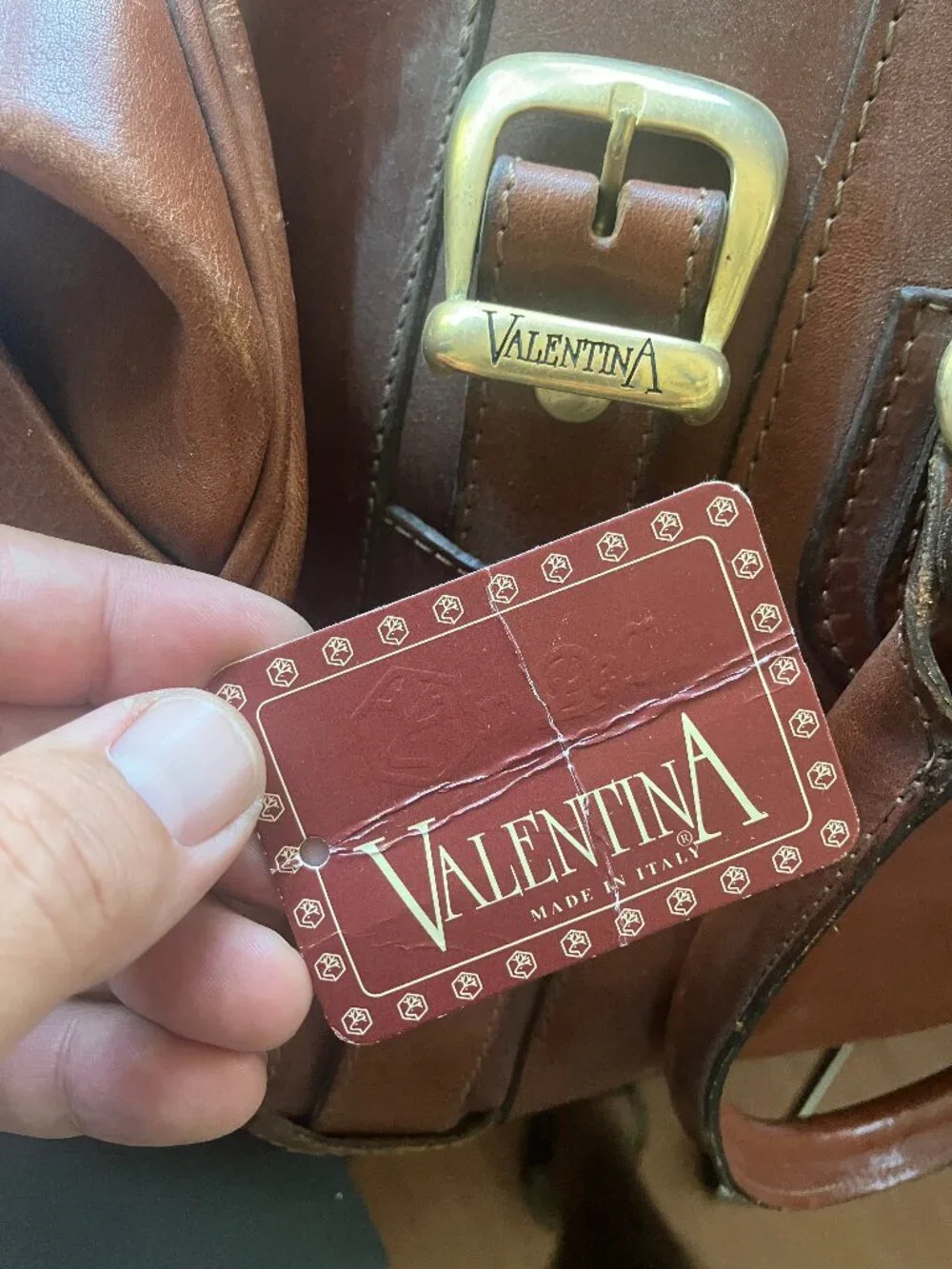 Valentina Italian Leather Duffle Bag with Original card, lock & keys *Vintage*
