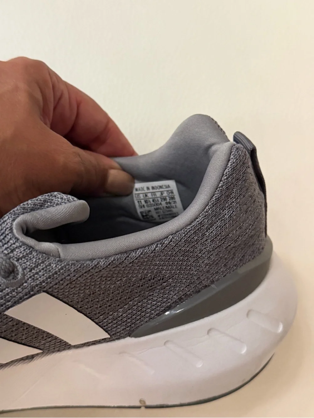 adidas Grey Knit Lace-Up Sneakers with White Accents