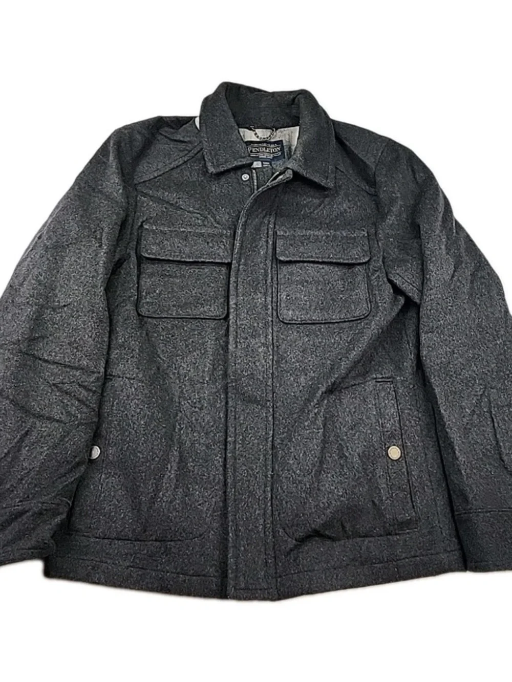 EUC Pendleton Gray Wool Military Field Jacket. Size Small