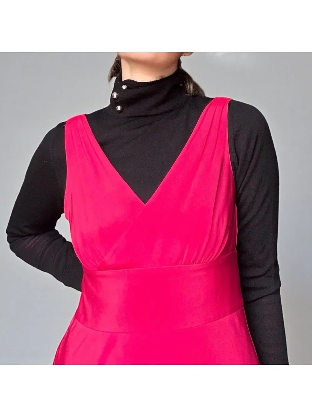 J. Crew Bright Pink Satin Silk Dress Y2K Size 4