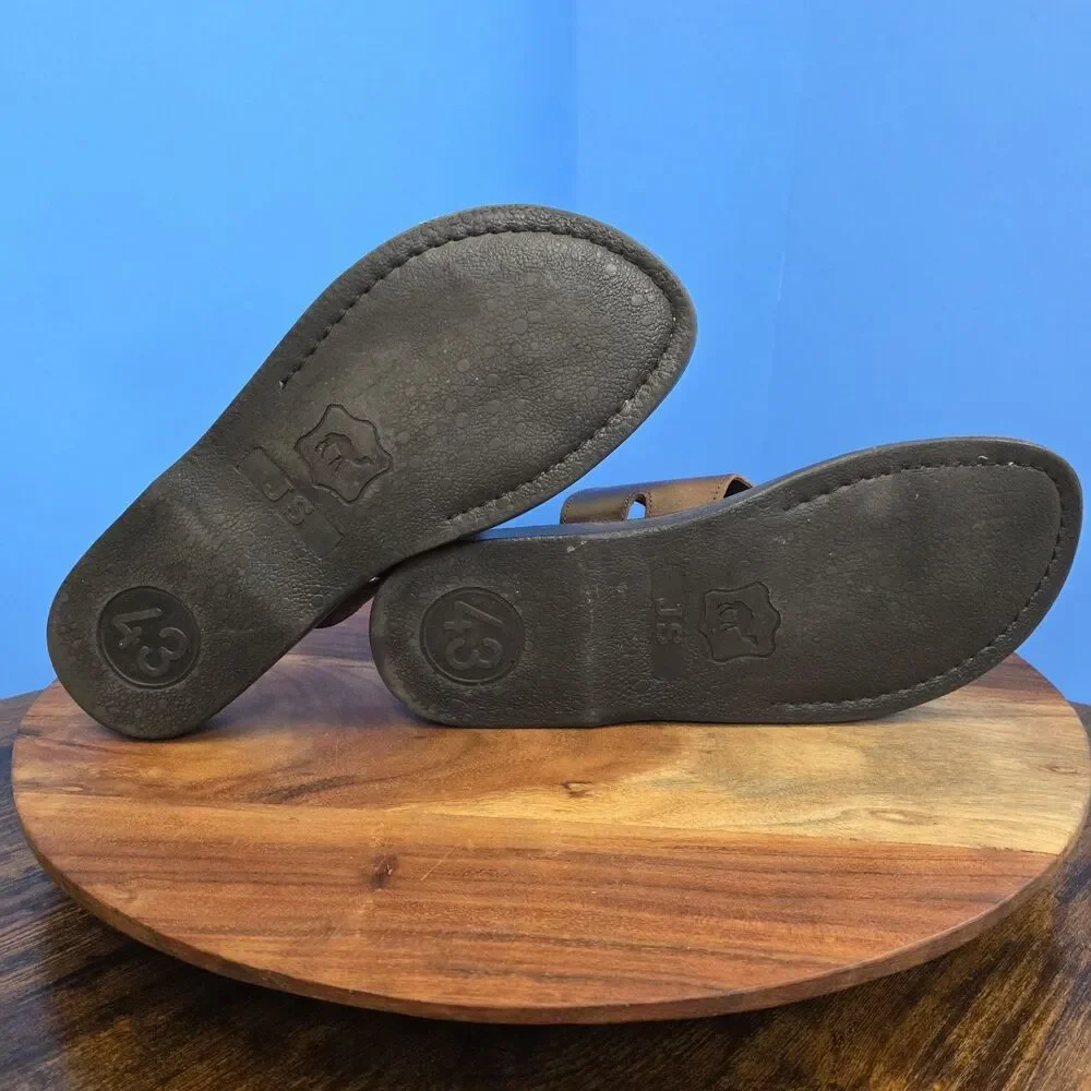 Jerusalem Sandals Peter Leather Toe Strap Sandal Men's 43 (10) Brown (HTF Size)