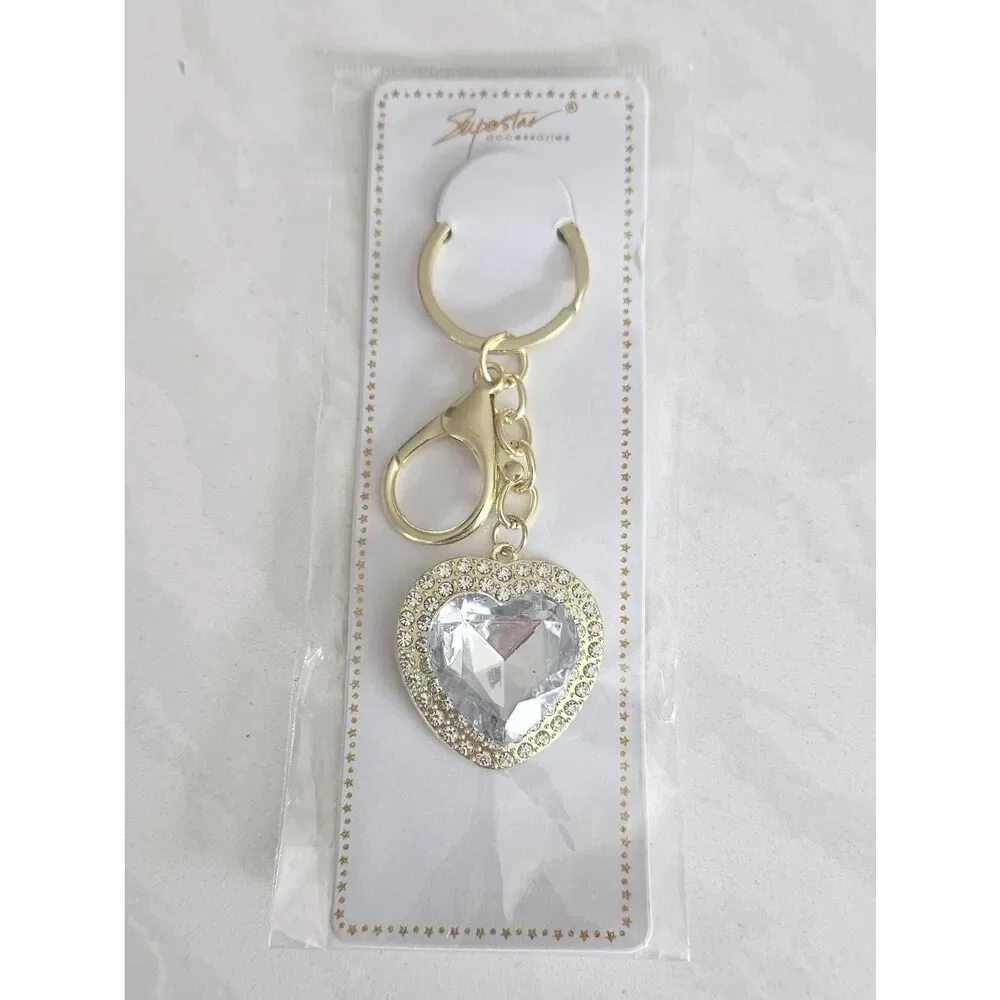 Crystal & Gold Heart Keychain