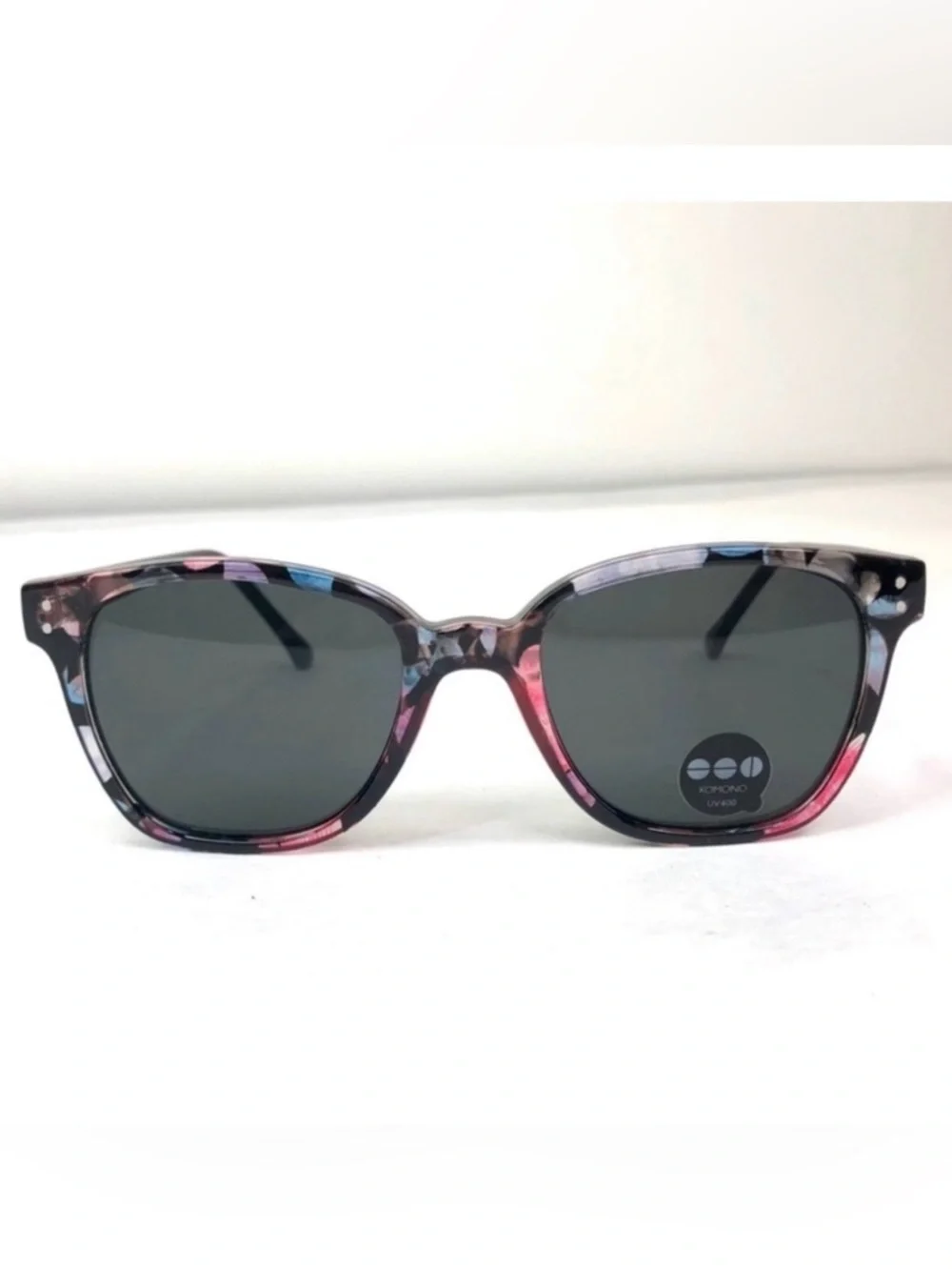 KOMONO Renee Floral Sunglasses Black Pink NEW