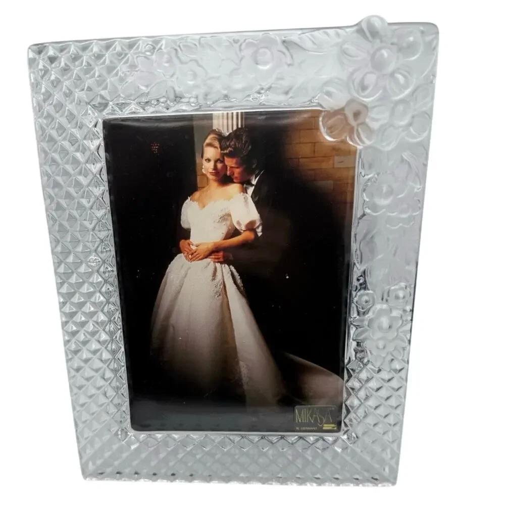 Vintage Mikasa Woodrose Crystal Photo Frame 5x7 West Germany Floral