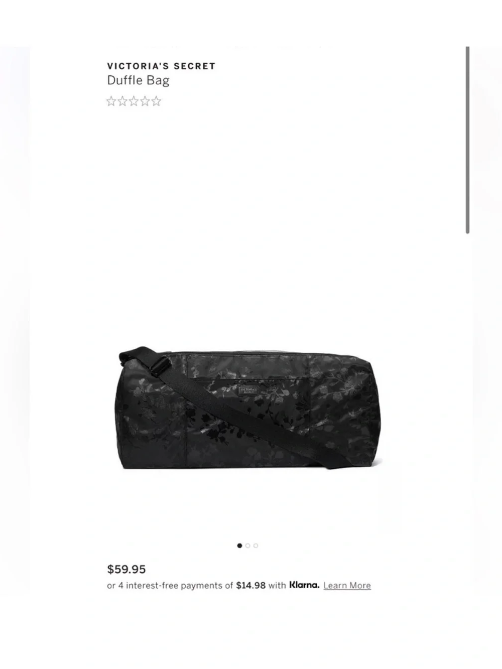 Victoria's Secret Black Floral Jacquard Duffel Bag