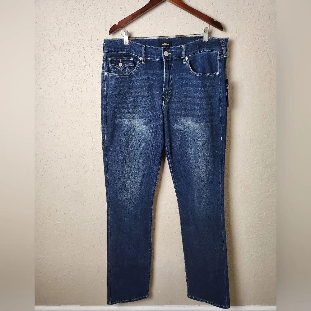 True Religion Ricky Relaxed Flap Straight Dark Woodland Wash Jeans Size 36