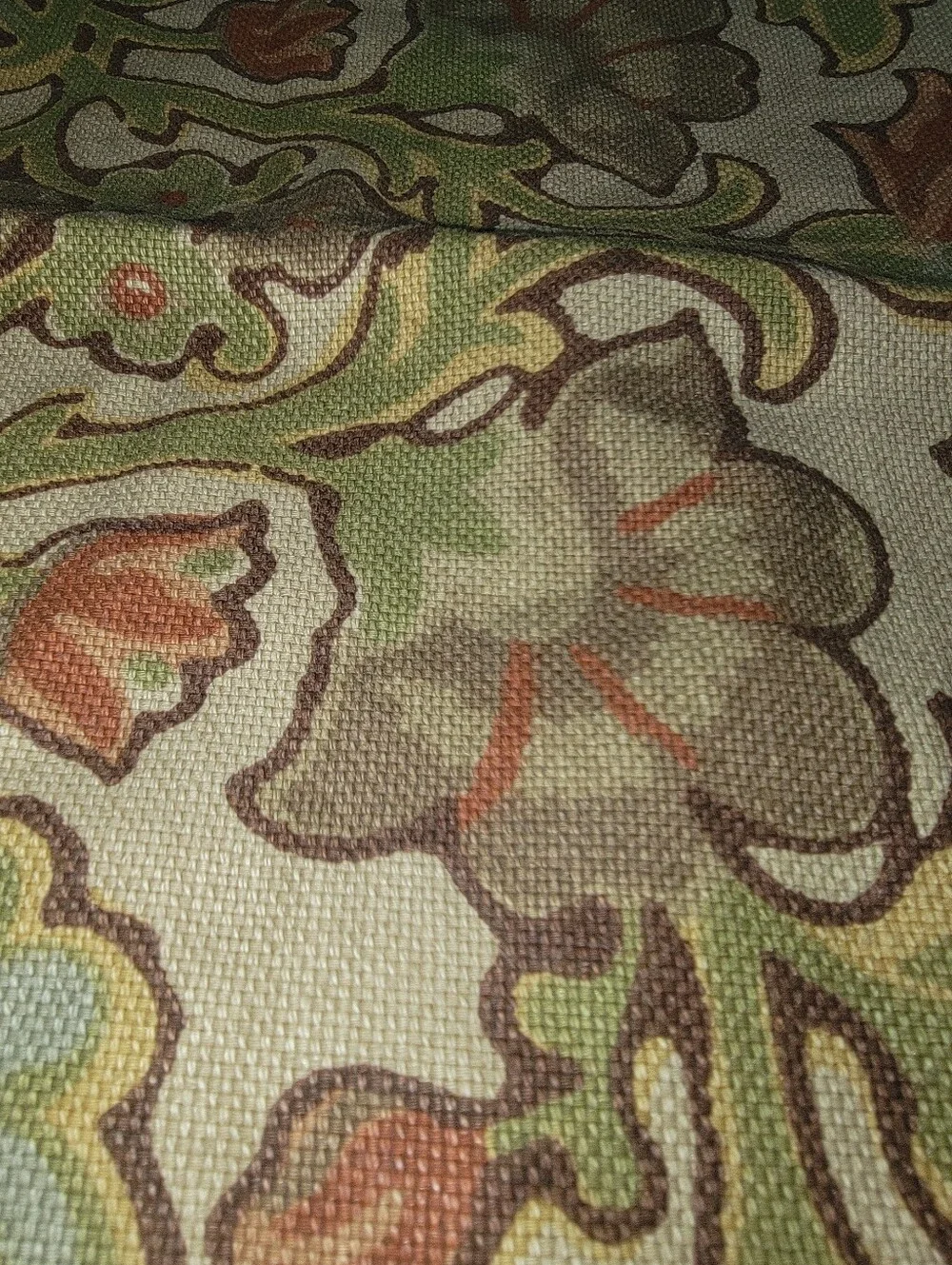 Pottery Barn Neutral Floral Damask Pillow Cover with Green and Rust  20X20