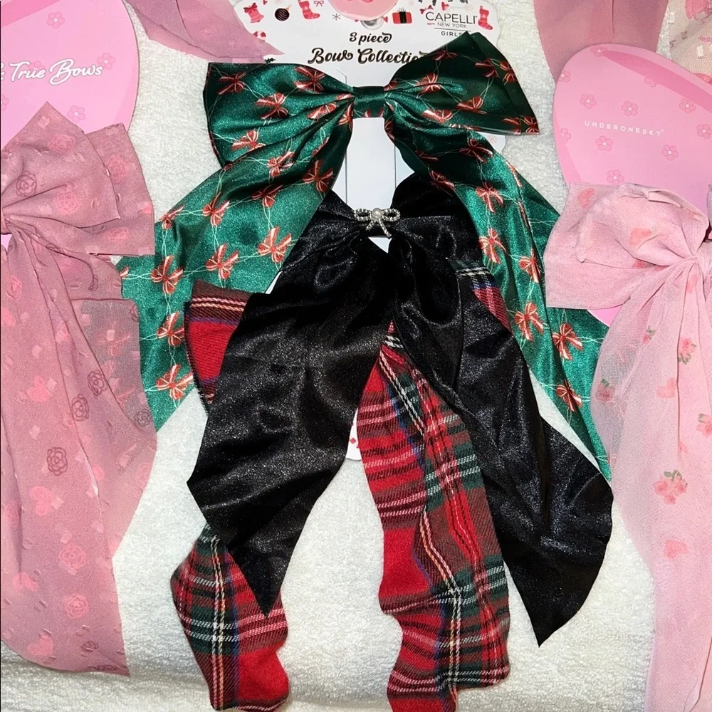 Sweet Bow Set with Pink and Black Bows