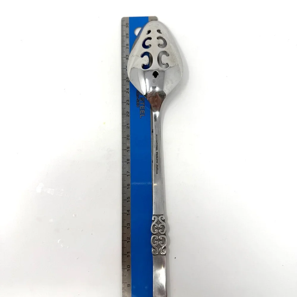 International Stainless Deluxe Danish Scroll Salad Serving Set Fork Spoon