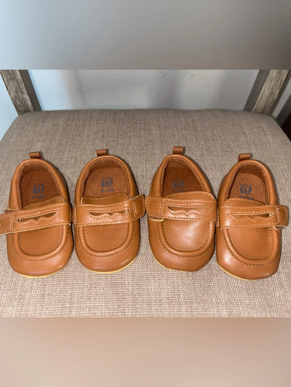 Twin**set of2 Tan Kids Velcro loafers Shoes -Classic Casual Slip-Ons BABY GAP
