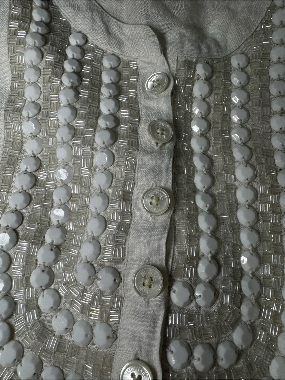 Michael Kors Linen Beaded White Dress Size 6