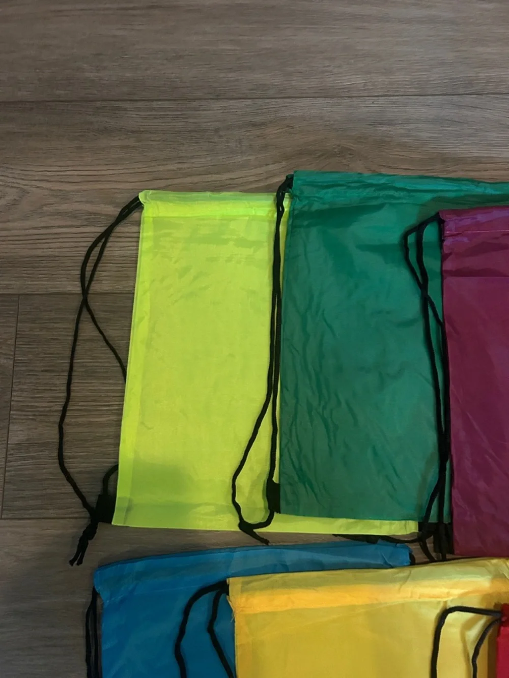 NWOT Sm. Drawstring Sport & Swim Bags lot of‎ 8 Packable Colored Gym Sacks shown