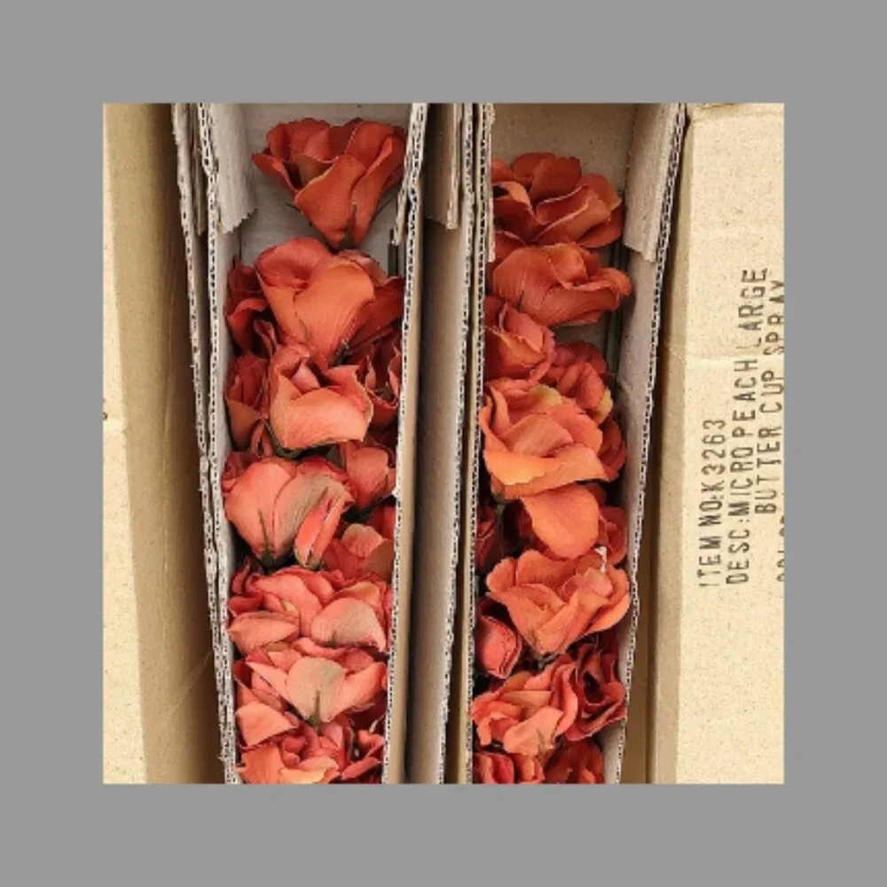 2 Dozen Beautiful Faux Salmon Color Buttercup Spray