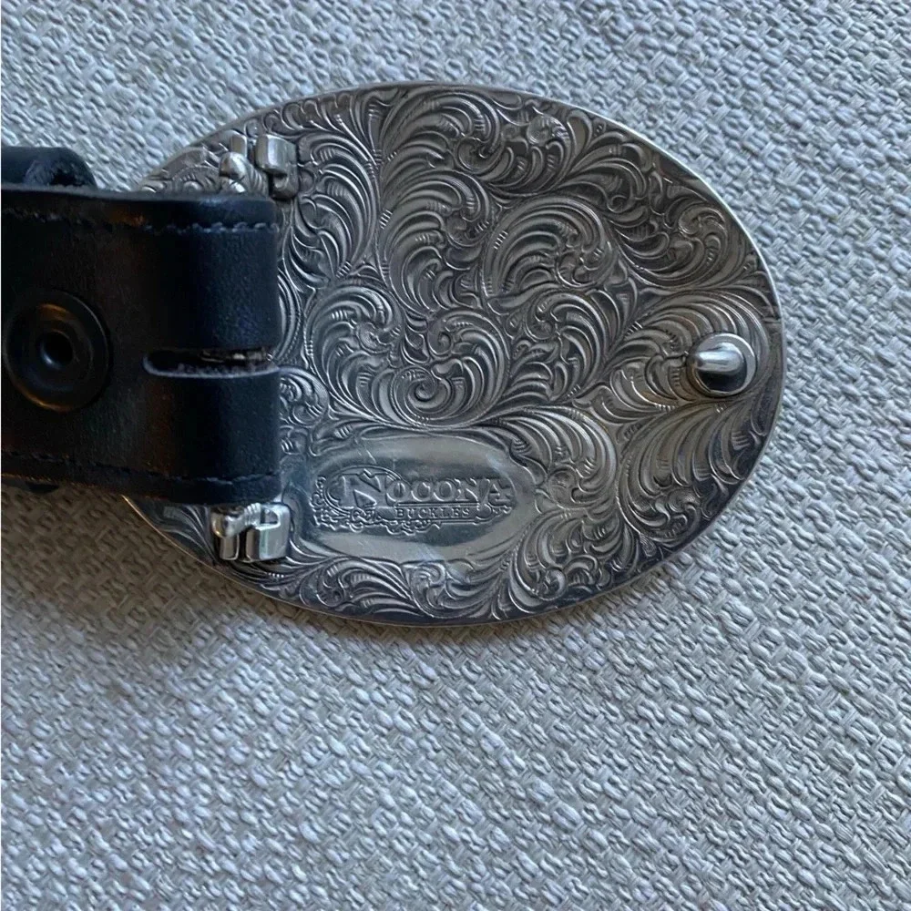 Nocona Belt Buckle Leather Belt Size 38 Western Wear Motorcycle Bike Southern